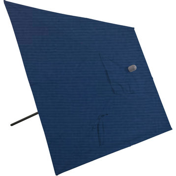 10'x6.5' Rectangular Auto Tilt Market Umbrella, White Frame, Sunbrella, Navy