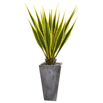 5' Agave Artificial Plant in Gray Planter