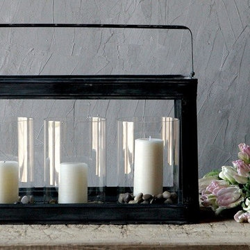 HUGE Rectangular Metal & Glass Candle Lantern