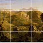 Picture-Tiles.com - Thomas Cole Historical Painting Ceramic Tile Mural #175, 72"x48" - Mural Title: The Vale And Temple Of Segesta Sicily