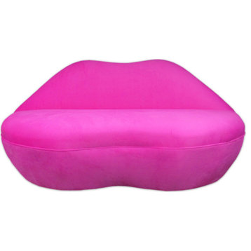 Fuchsia Lip Sofa, Lips Hot Pink Velvet Settee