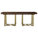 Andrew Martin - Brass Legs Wooden Extending Dining Table, Andrew Martin Chester - Stylish, functional, and sophisticated. This extending dining table designed by Andrew Martin is crafted with a warm walnut veneer top supported by contemporary curved stainless steel brushed brass legs. Seats six to eight, and ten to twelve, when extended to full potential.