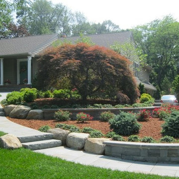 Bluestone Walkway with Snapped Bluestone Retaing Walls and Landscaping