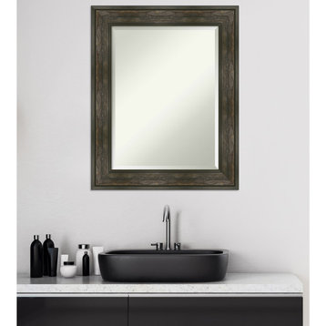 Rail Rustic Char Beveled Bathroom Wall Mirror - 23.75 x 29.75 in.