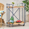 GDF Studio Samara Outdoor Industrial Bar Cart, Natural and Black