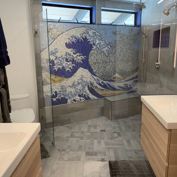 Blue Waves Mosaic Glass Art I Mozaico