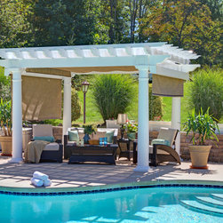 Artisan Vinyl Pergola with EZShade Canopy - Pergolas
