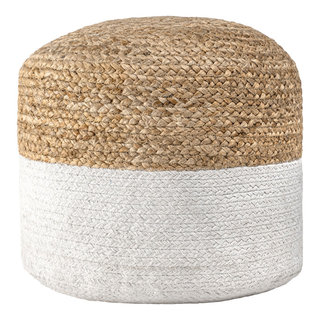 nuLOOM Liana Braided Two Tone Jute Pouf, Natural - Beach Style - Floor  Pillows And Poufs - by nuLOOM | Houzz