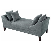 Accent Bench in Birch With Multi Tonal Gray Woven Upholstery and Wooden Legs