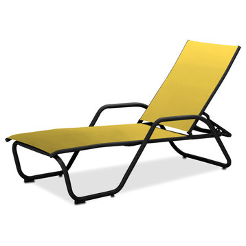 Gardenella Sling 4-Position Chaise, Textured Black, Yellow