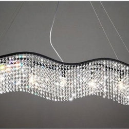 Wave 5-light Black and Crystal Chandelier - Chandeliers