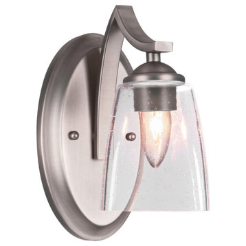 Zilo Wall Sconce Shown, Graphite Finish With 4.5" Square Clear Bubble Glass