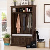 Harrisville Solid Wood 2 Drawer Entryway Hall Tree Bench With Storage