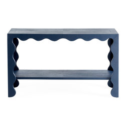 Jonathan Adler - Flow Leather Console, Mariner - Console Tables