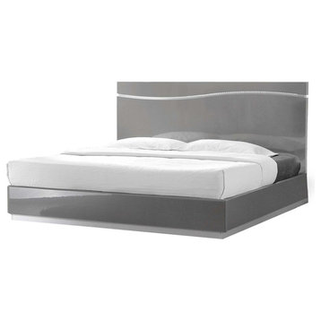 Leon Gray With Silver Base Platform Bed, Queen
