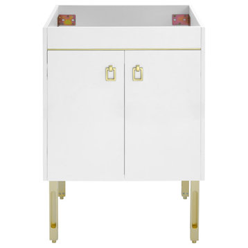 Lumiere 24 Freestanding, Bathroom Vanity, Glossy White and Gold Cabinet Only