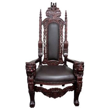 D-Art Collection Mahogany Lion King Chair in Mahogany wood