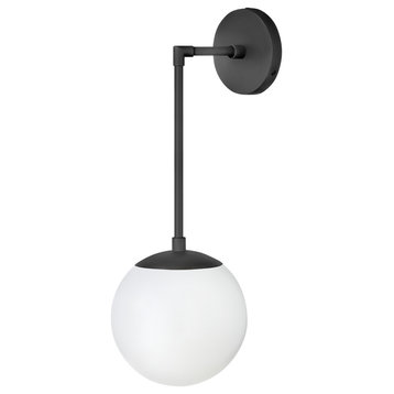 Hinkley Warby Large Single Light Sconce, Black With White Glass