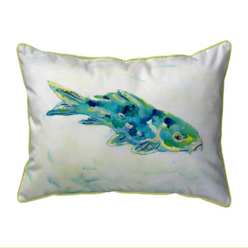 Betsy Drake Blue Koi Large Indoor/Outdoor Pillow 16x20
