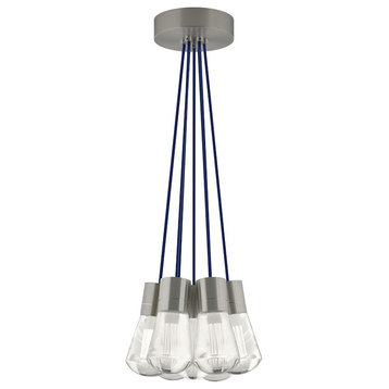 Tech Lighting TD Alva 7-Light LED930, 3000K Chandelier, Blue/Satin Nickel