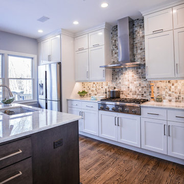 Dreamy Transitional Kitchen | Oversized Island & Custom Mosaic Backsplash