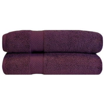 2 Piece Luxury Zero Twist Bath Towel Sheet Set, Grape Seed
