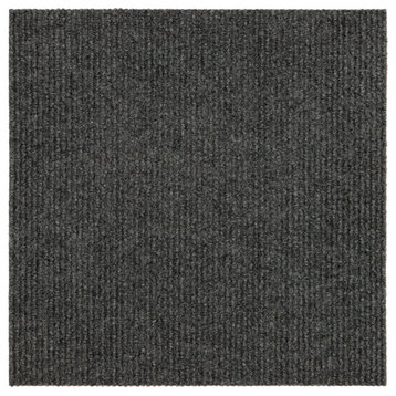 Mohawk Home Panorama Ribbed Peel and Stick Carpet Tile, Pack of 10, Smoke, 18"x18"