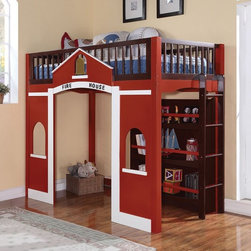 Acme 37085 Fola Espresso and Red Twin Loft Bed - Baby And Kids