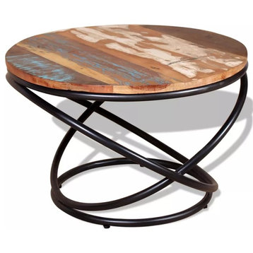 vidaXL Coffee Table Round End Table Accent Sofa Table Solid Wood Reclaimed