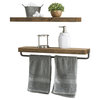 True Floating Wall Shelf and True Floating Towel Holder Set, Dark Walnut