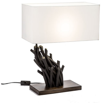 Modern Home Angled Driftwood Nautical Wooden Table Lamp - Blackwood