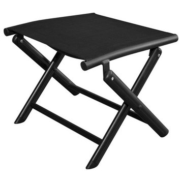 vidaXL Camping Chair Stool Foldable Foot Stool Black Aluminum and Textilene