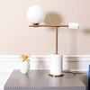 Bianca White Round Marble Body and Metal Indoor Table Lamp- 26X19, On-Off Switch