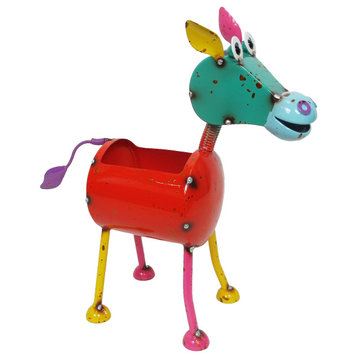 Colorful Small Metal Horse Planter for Indoor and Outdoor Flower Pot Decoration