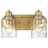 Lumley Antique Gold 2-Light Bath Vanity With Clear Optic glass