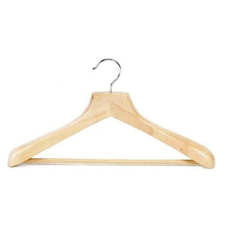 Deluxe Black Wooden Suit Hanger w/Non-Slip Bar