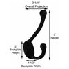 Wrought Iron Double Hook Black for Coats Towels Robes |
