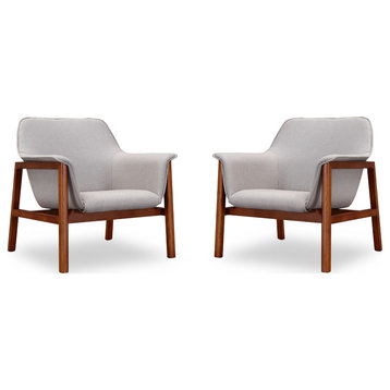 Miller Accent Chair, Gray and Walnut, Set of 2