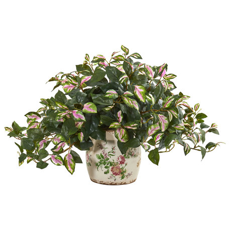Hoya Artificial Plant in Floral Print Planter