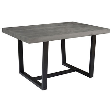 52" Distressed Solid Wood Dining Table, Gray