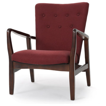 GDF Studio Suffolk French Style Fabric Arm Chairs, Deep Red, Single