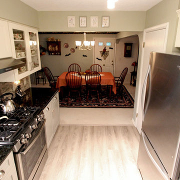 Refaced 2-tone kitchen, Base Cabinets - Harbor Mist; Wall Cabinets - Divinity