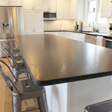 Geneseo, IL- White Painted Kitchen with Matte Black Granite and Subway Tile