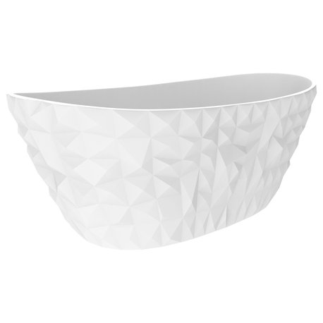 Knightsbrook 64" Freestanding Soaking Solid Surface Stone Resin Bathtub, White