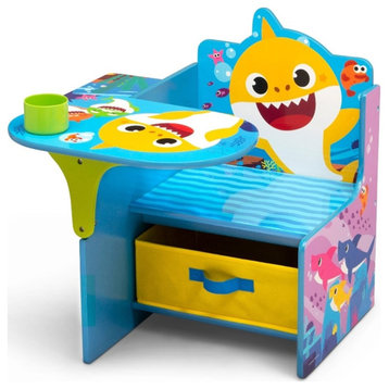 Delta Children Baby Shark Wood Chair Desk with Storage Bin in Multi-Color