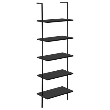 Bookcase 72"H Ladder Black, Black Metal