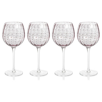 Pescara White Dot Wine Glasses, Set of 4, Purple