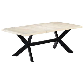 Vidaxl Dining Table White 78.7"x39.4"x29.5" Solid Mango Wood