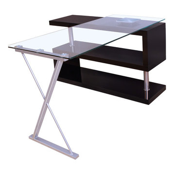 Buck Office Desk, Clear Glass and Black
