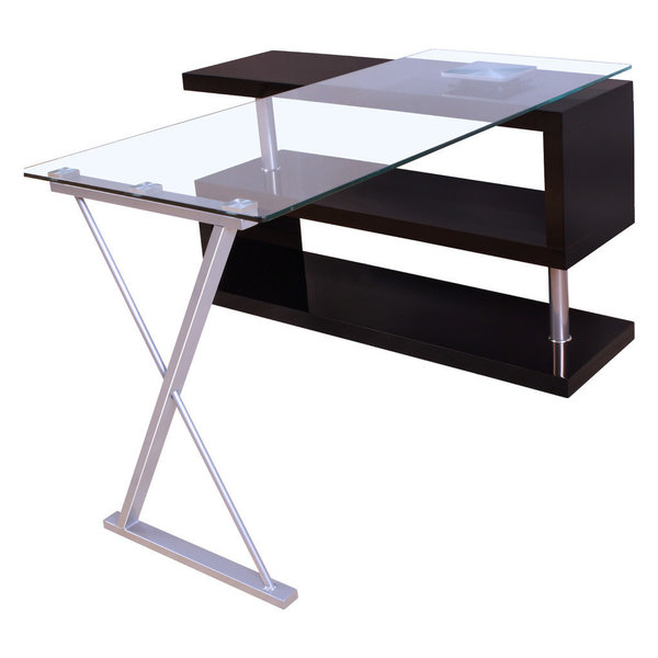 Buck Office Desk, Clear Glass and Black